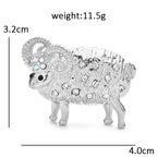 PENDRA Lovely Rhinestone Sheep Brooch