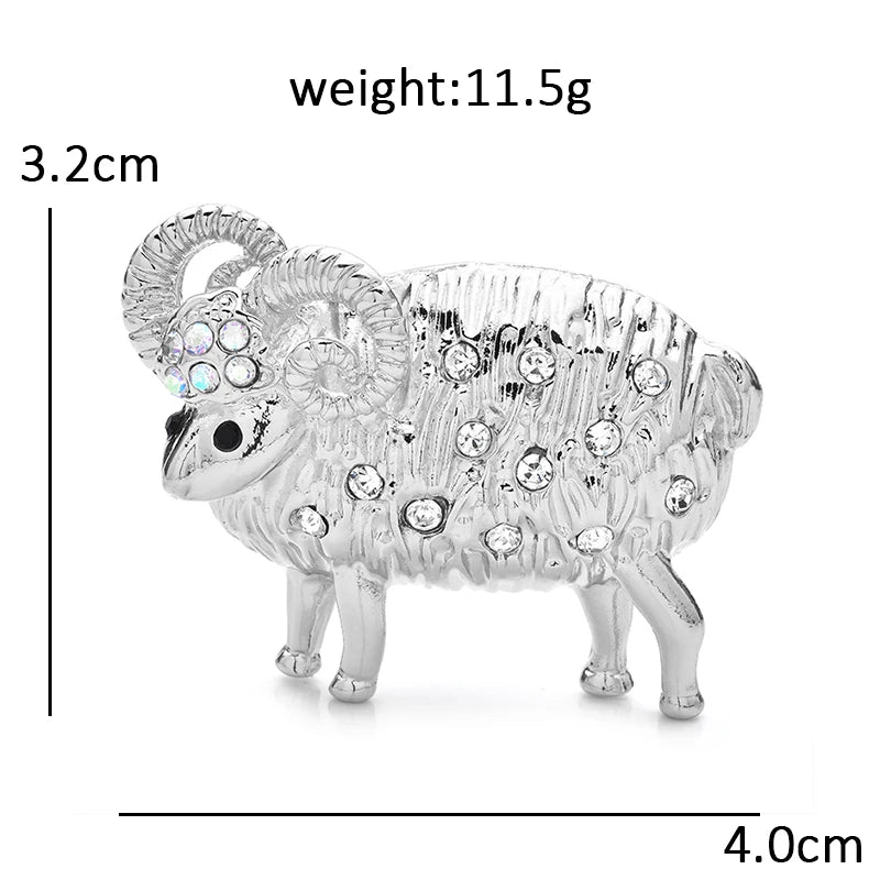 PENDRA Lovely Rhinestone Sheep Brooch