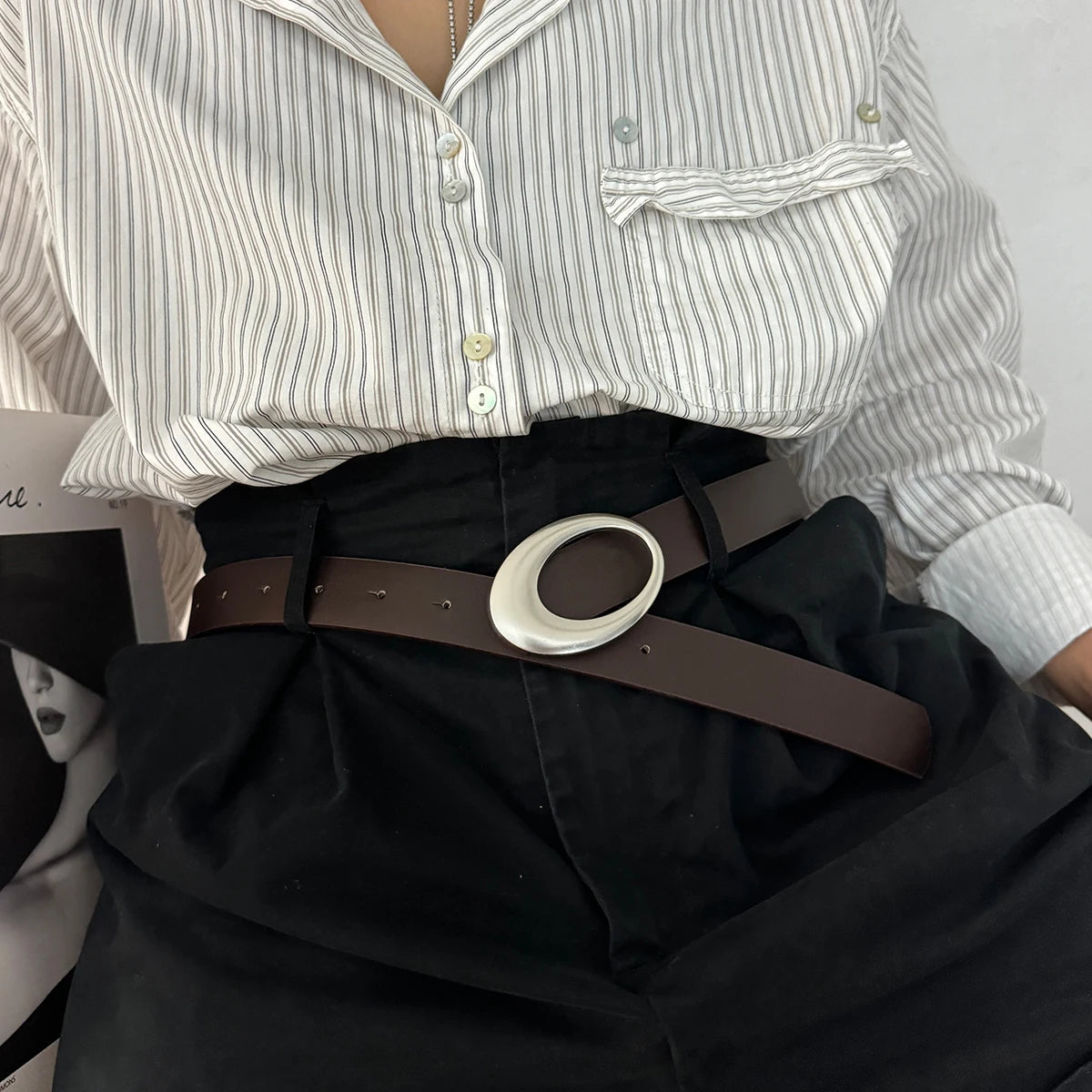 Vintage Belt Moon Star Punk Decoration Couple Y2k Buckle Metal Men and Women Pu Leather Belt Jeans Pants Belt