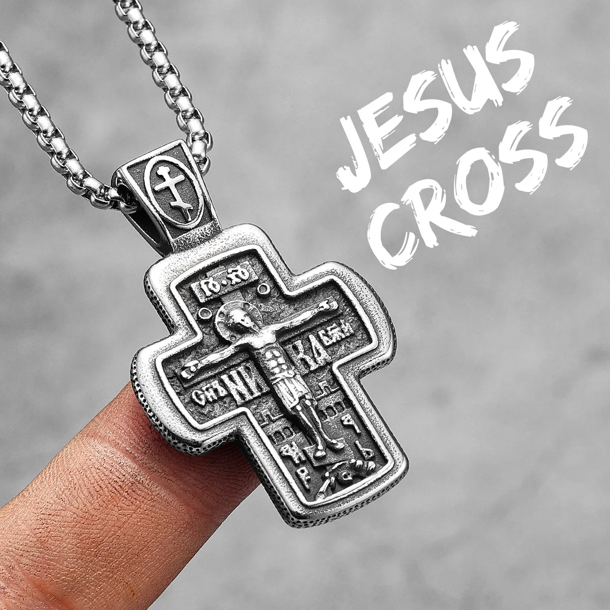PENDRA Jesus Skull Cross Steel Necklace