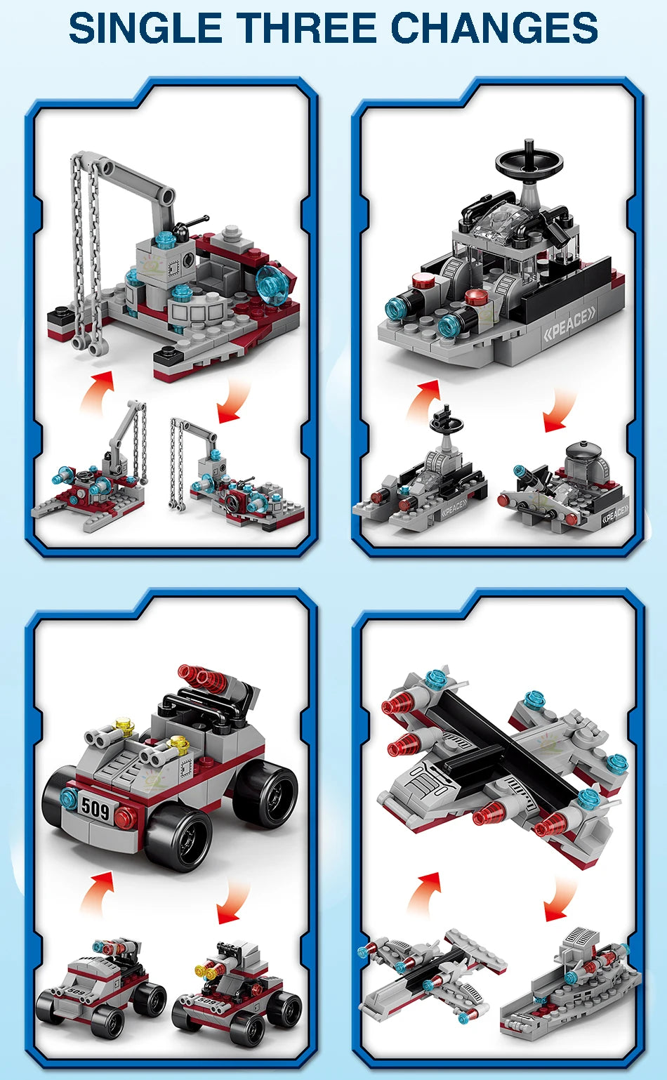 PENDRA Military Ship 8in1 Building Set
