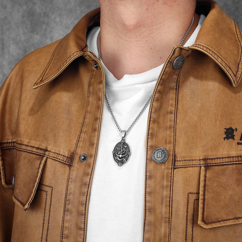 PENDRA Anchor Mermaid Steel Necklace