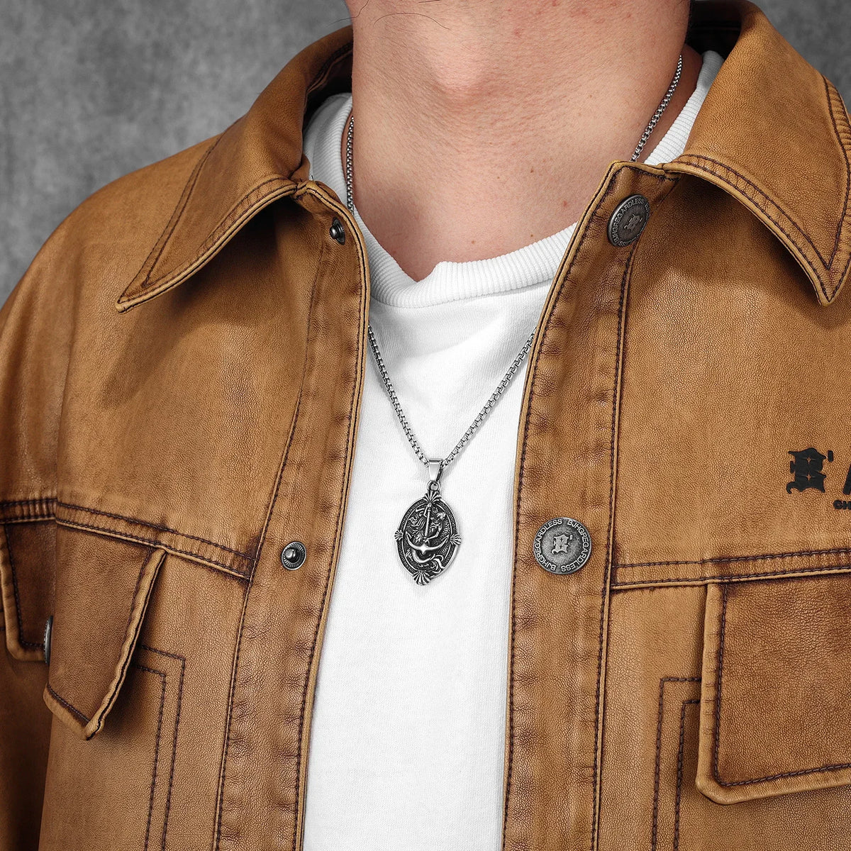 PENDRA Anchor Mermaid Steel Necklace