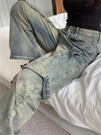 PENDRA Wide Leg Waist Washed Pants