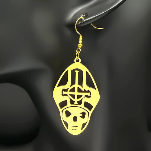 Metal Band Papa Emeritus Ghost Bc Nameless Ghoul Drop Earrings For Women Silver Color Long Hollow Earring Party Jewelry Gift