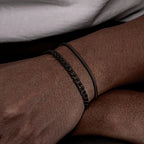 Hiphop 2pcs Stacked Chan Bracelets for Men Boys,Stainless Steel Cuban Chain Wristband,18/21/23CM