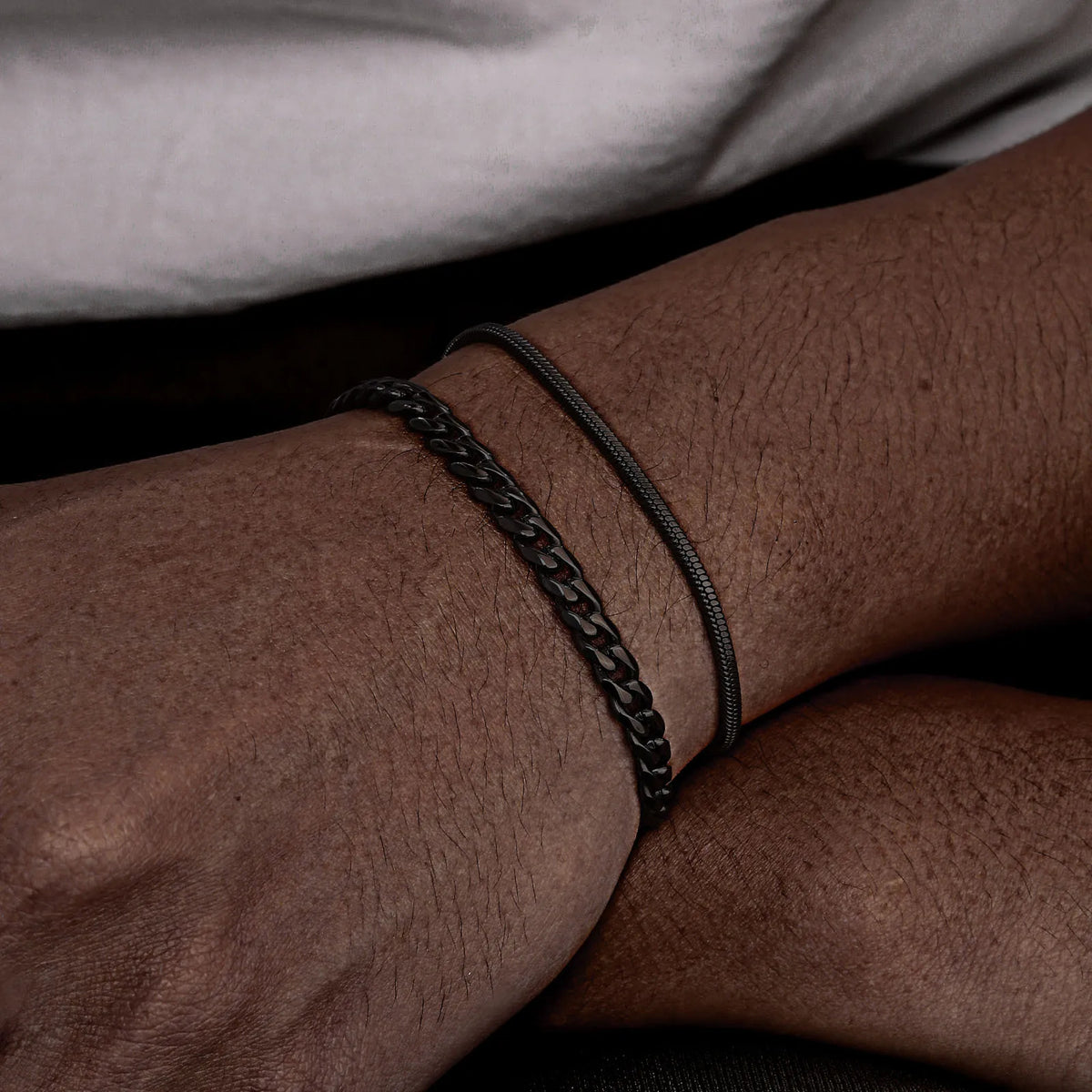 Hiphop 2pcs Stacked Chan Bracelets for Men Boys,Stainless Steel Cuban Chain Wristband,18/21/23CM
