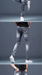 PENDRA Denim Cotton Printed Trousers