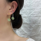 VENTFILLE 925 Silver Gold Color Hetian Jade Earrings for Women Girls Festival Gift Green Round Jewelry Dropshipping Wholesale