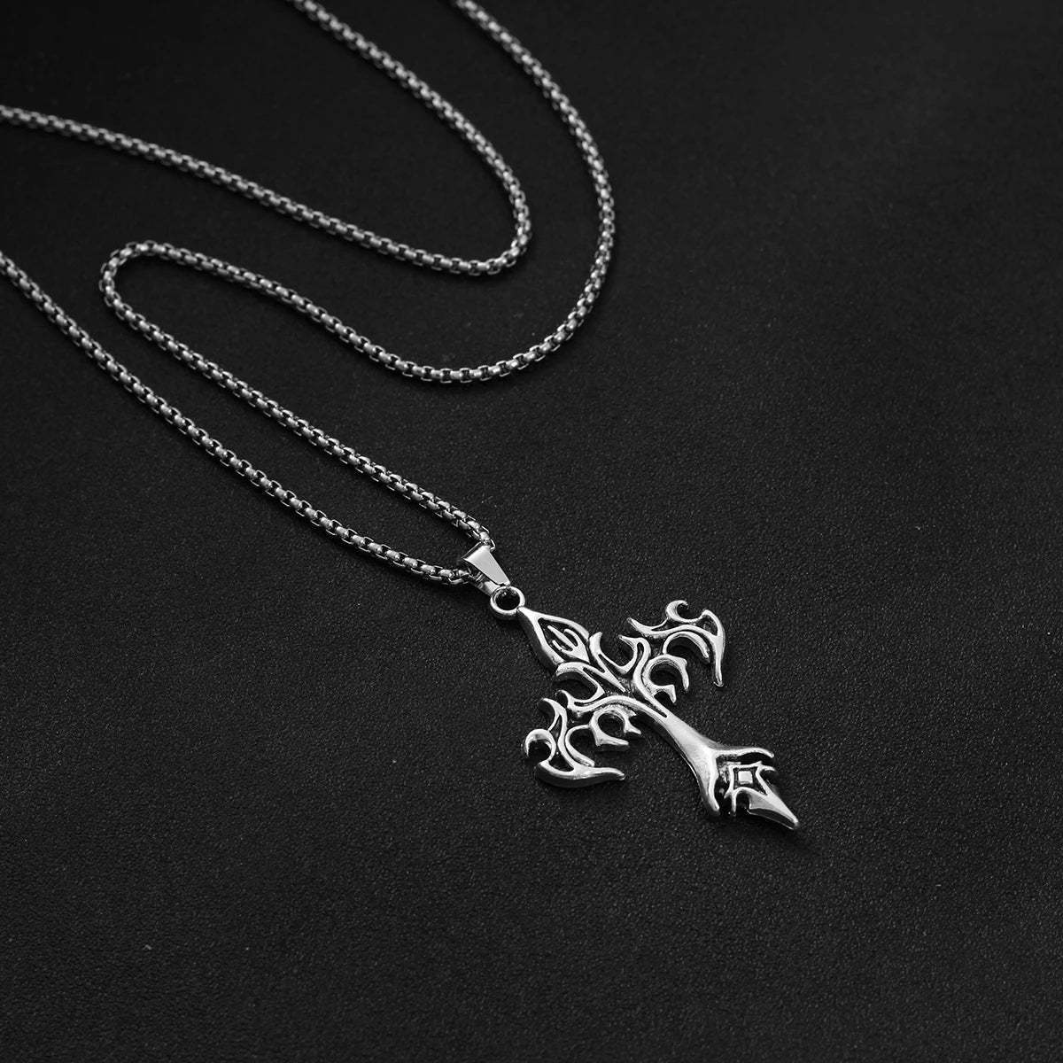 PENDRA Flamecross Retro Stainless Steel Cross Pendant