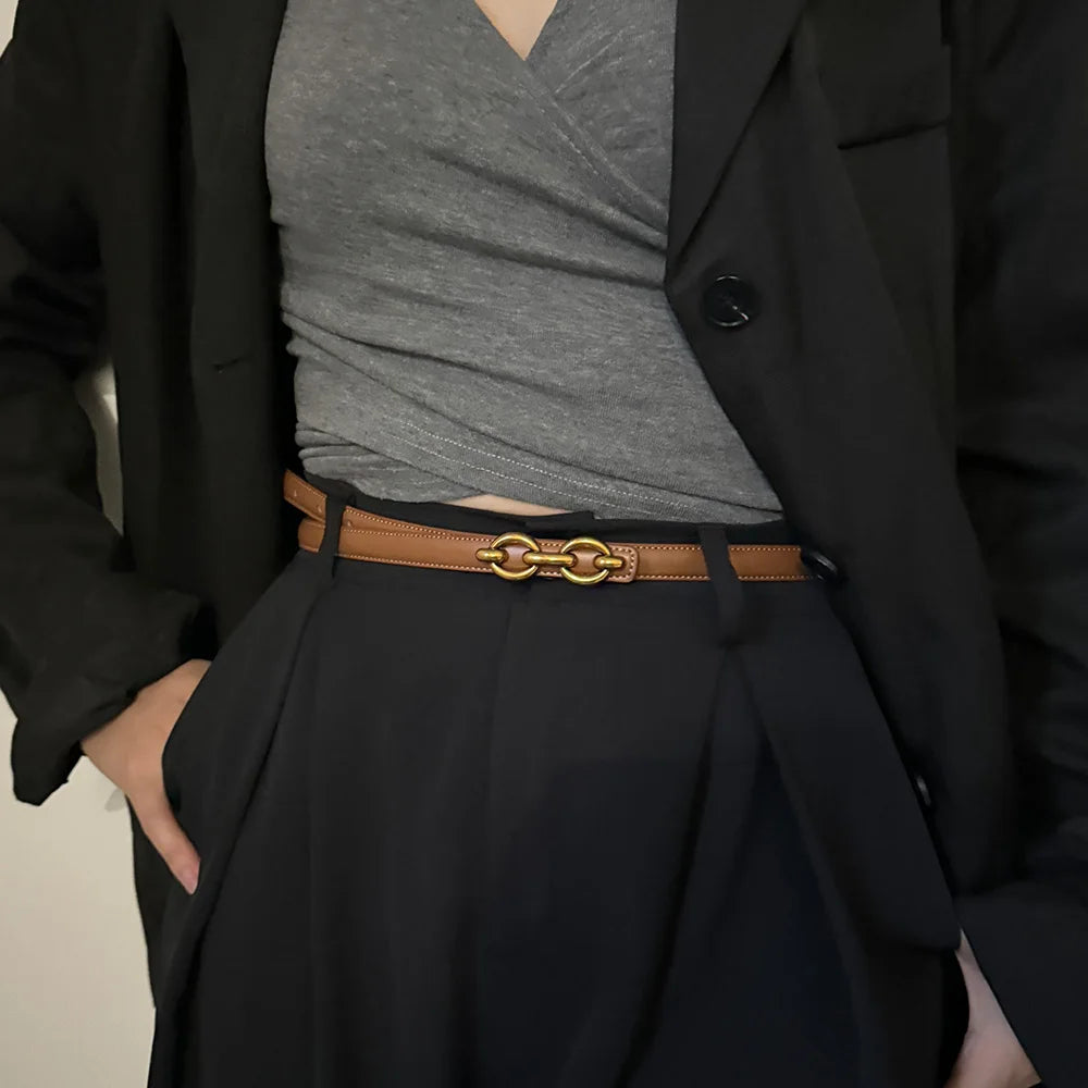PENDRA Fayeyne Genuine Leather Elegant Slim Belt