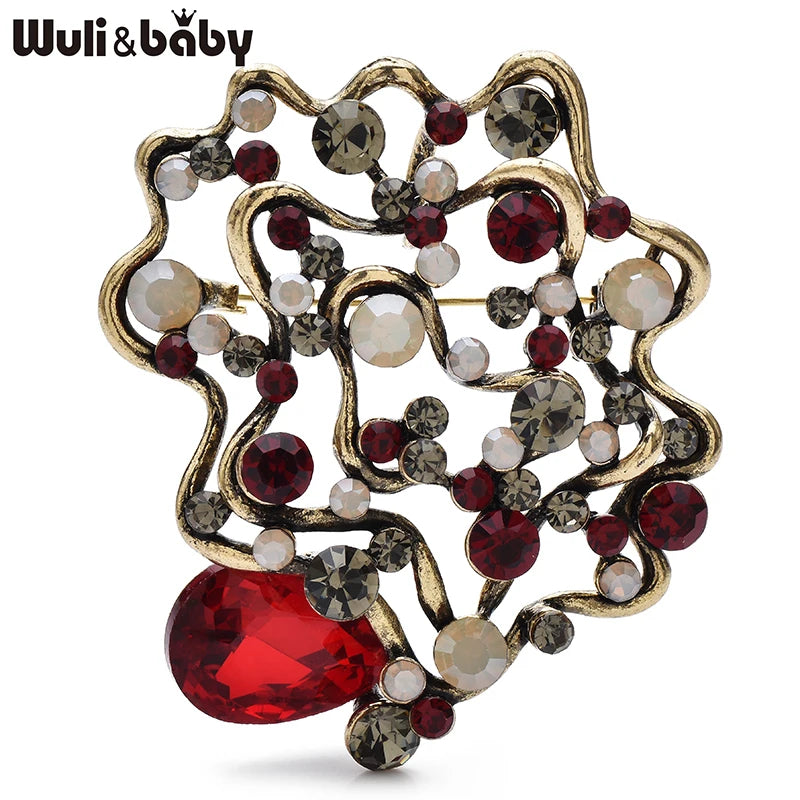 PENDRA Geometra Vintage Crystal Geometric Flower Brooch