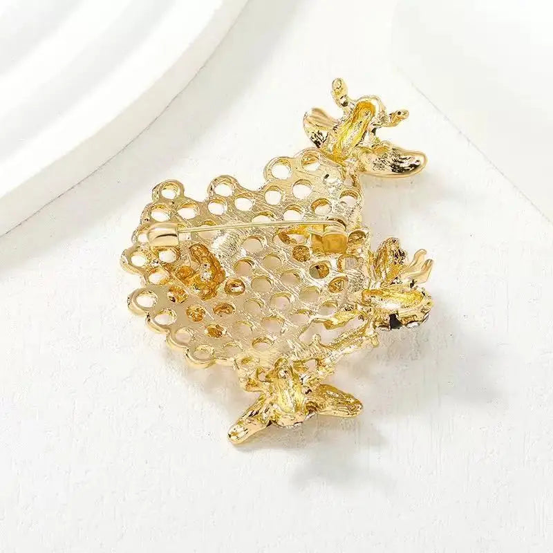 Wuli&baby Metal Honeycomb And Bees Brooches Enamel Lovely Insects Party Casual Brooch Pins Gifts