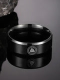 PENDRA Rune Black Steel Ring