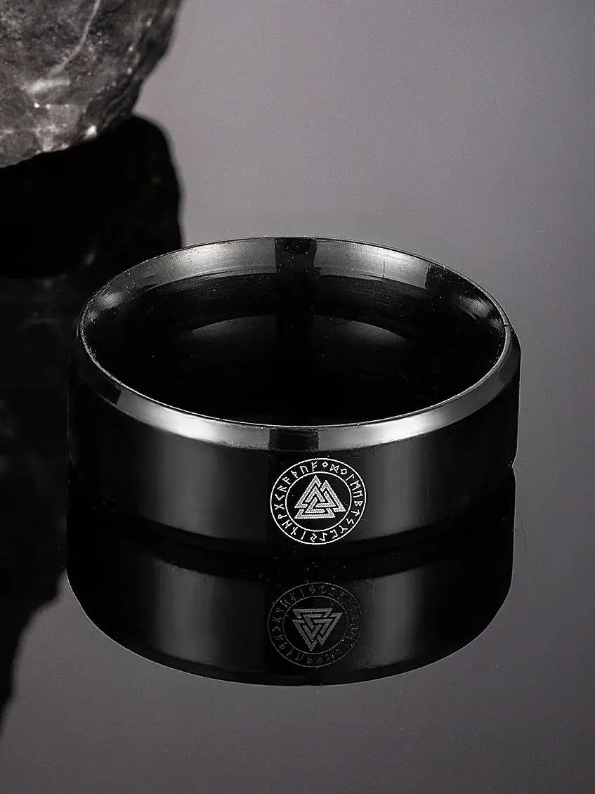 PENDRA Rune Black Steel Ring