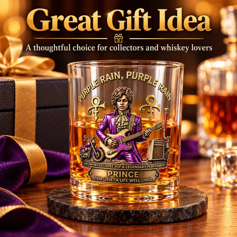 Purple Rain Inspired Whiskey Glass Collectible Drinkware Music Fan Gift Decorative Glass Tumbler