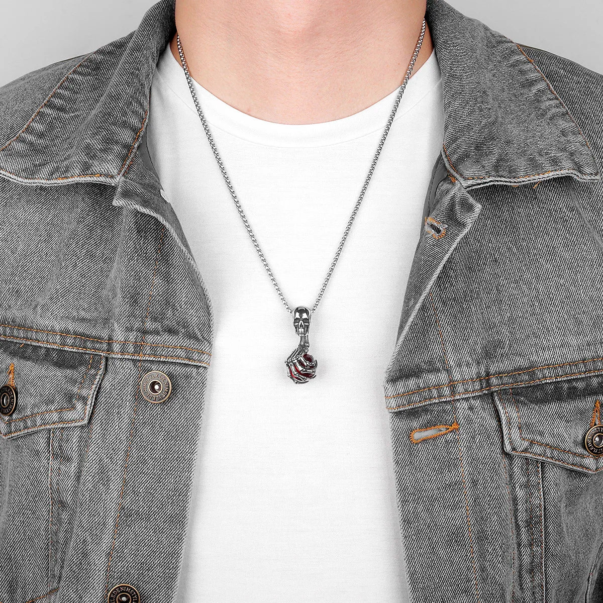 PENDRA Skull Claw Beads Steel Necklace