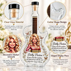 Dolly Parton Guitar Glass Liquor Decanter Whiskey Bottle Home Bar Decor Fan Collectible Gift