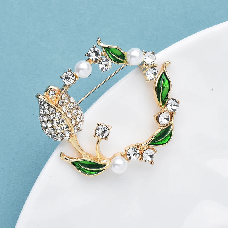 PENDRA Tulipwreath Tulip Flower Wreath Brooch