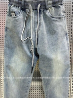 Spring Autumn New Kpop Loose Casual Men's Jeans Pants High-end Brand Loose Straight Pants Elastic Harlan Casual Trendy Dad Jeans