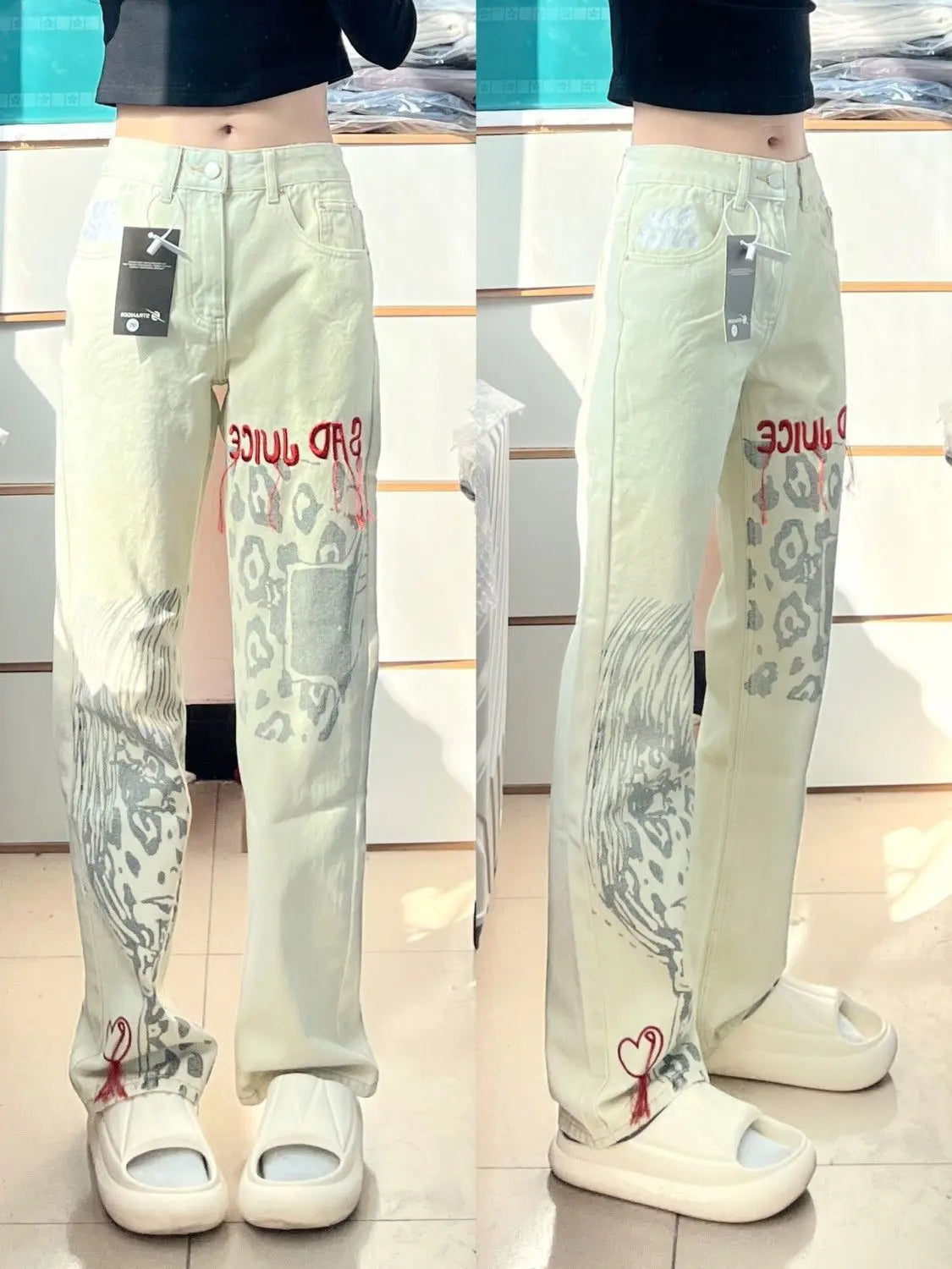 PENDRA Waist Embroidered Straight Trousers