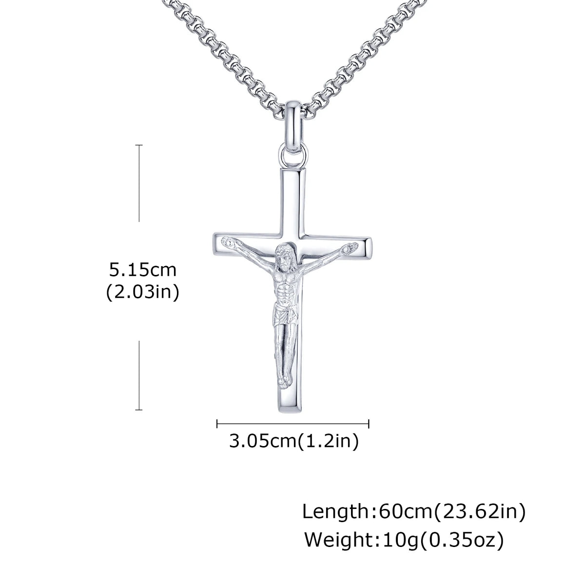 Waterproof Crucifix Cross Necklace for Men Boys,Stainless Steel Catholic Cross Pendant Necklace ,Religious Belief Jewelry Gift