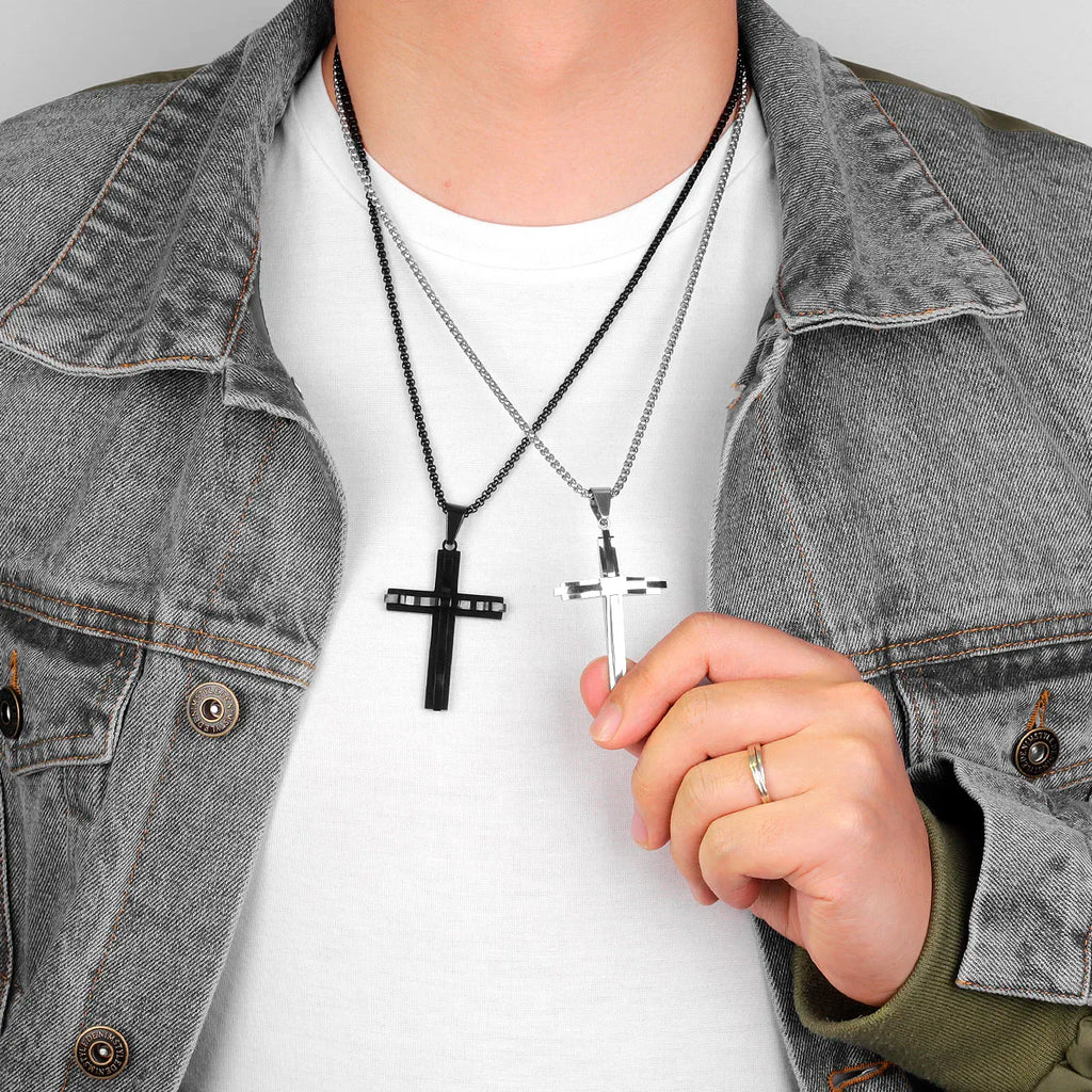 PENDRA Cross Boyfriend Steel Necklace