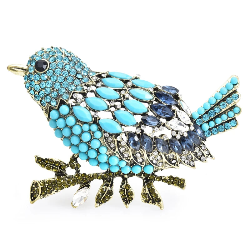 PENDRA Goldenwing Crystal Bird Brooch