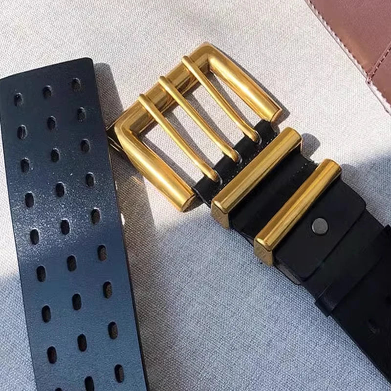 High-end luxury brands elegant Women's leather belt female Wide belt for Women gothic corset cummerbund Punk Cowboy Y2K belts