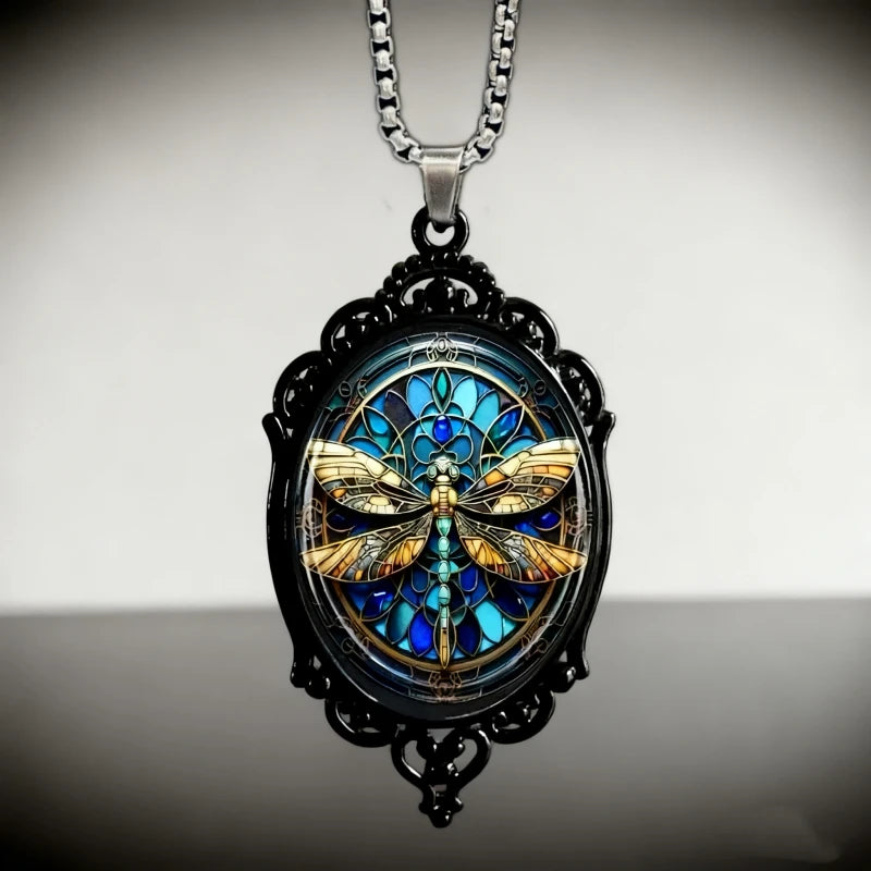 PENDRA Dragonfly Vintage Yellow Dragonfly Pendant