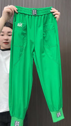 Fashion Summer Harem Pants Female 2025 New Letter Women's Sports Pants Quick Dry Tie Feet Elastic Waist Casual Trousers
