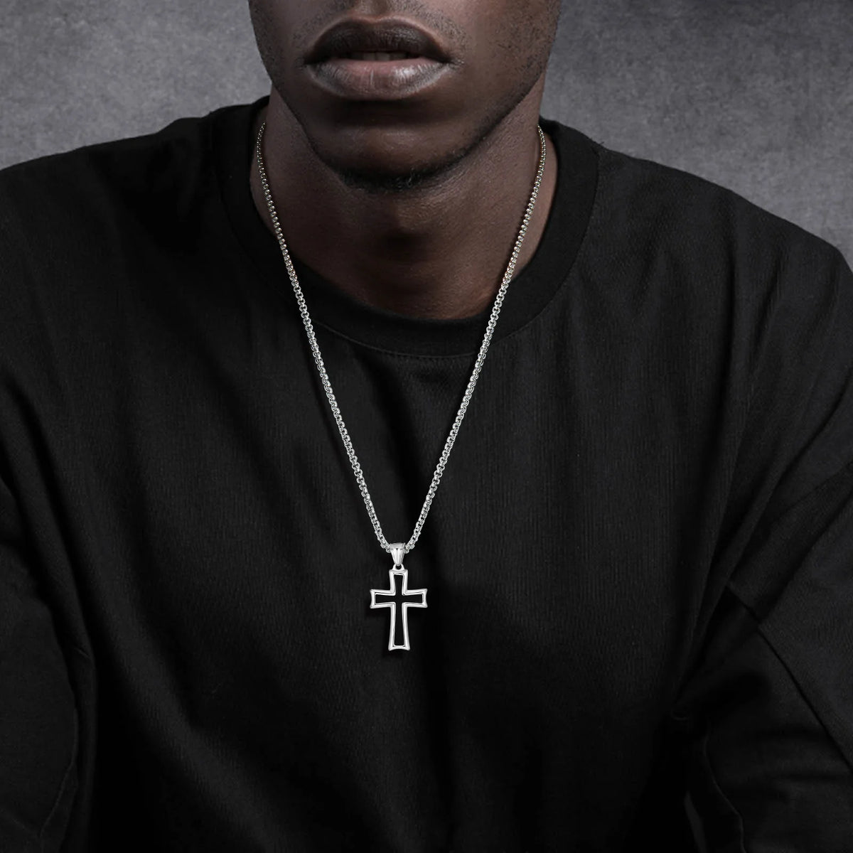 Stainless Steel Cross Necklace for Men,Waterproof Black Glue Pendant Necklace,Trendy Stylish Jewelry Gifts