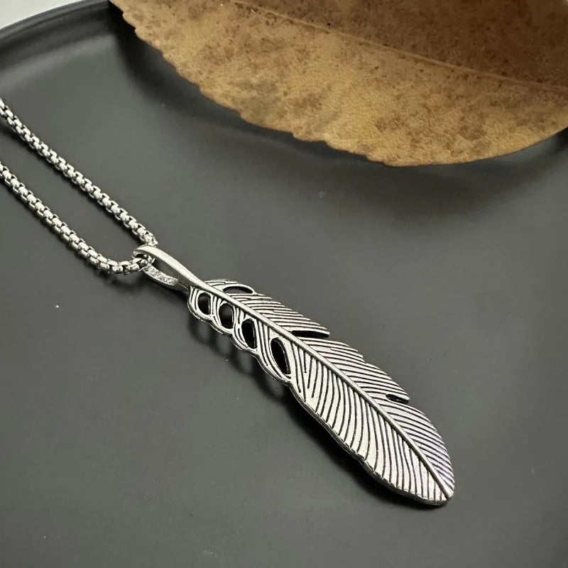 PENDRA Featherprint Stainless Steel Feather Pendant