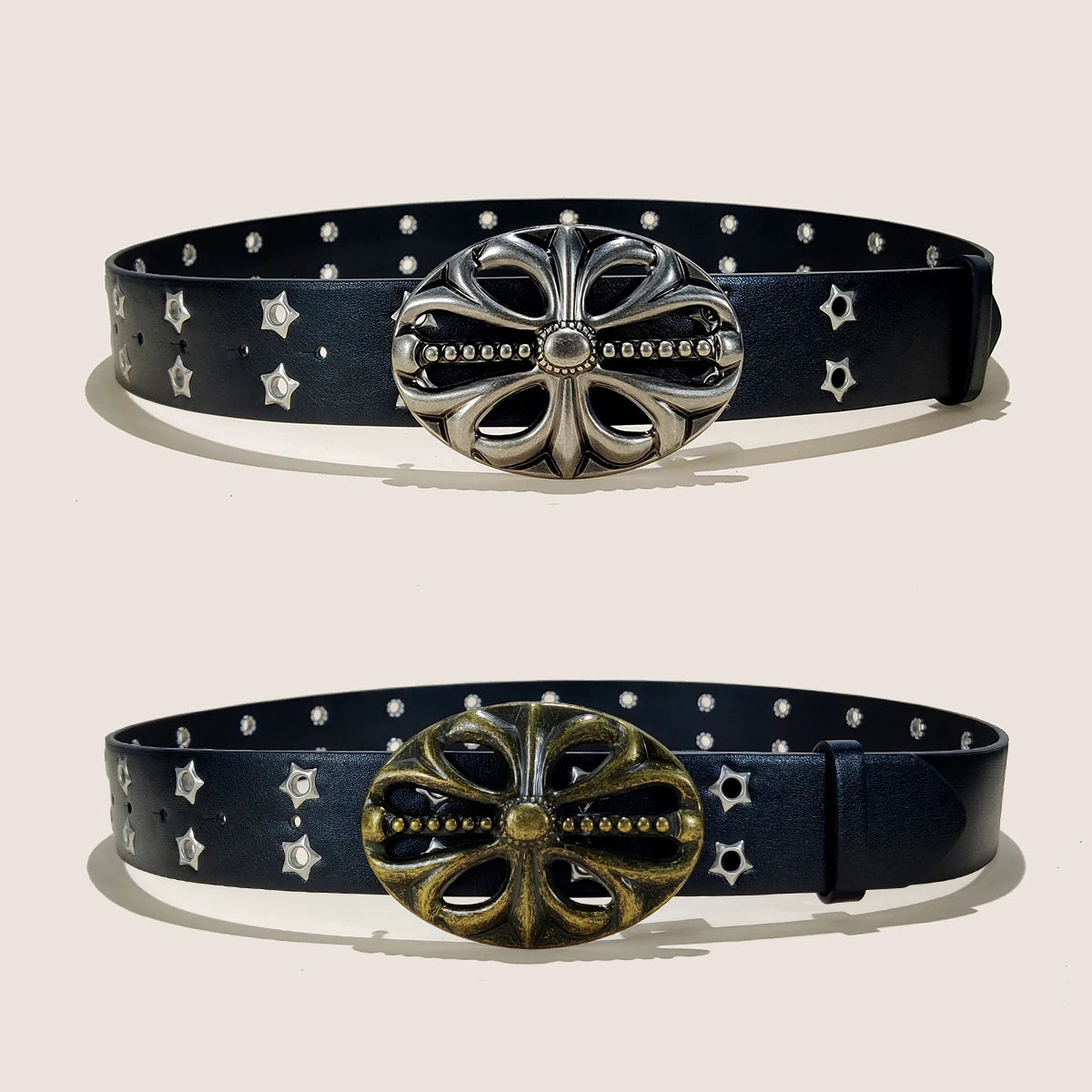 New Fashion Star Eye Rivet Belt Male Gothic Waistband For Women Six Star Belt Punk Rock Sexpot Y2K Pu Leather Belt Jeans Belt