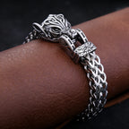 PENDRA Vikingwolf Stainless Steel Wolf Head Bangle