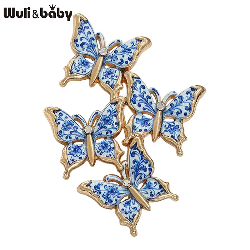 PENDRA Butterfly Garden Enamel Brooch