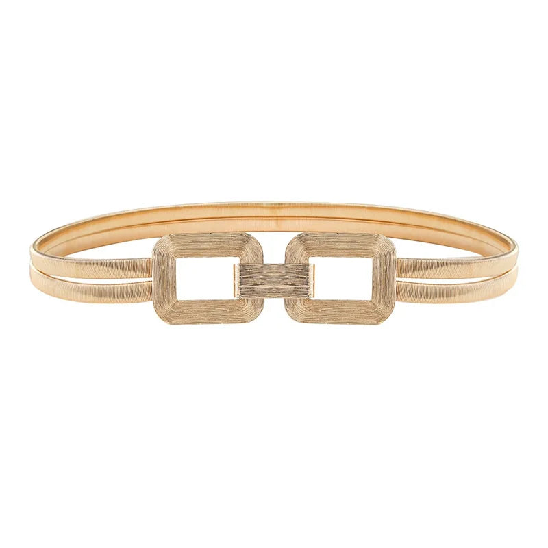 Golden Double-strand Elastic Women's Belt Buckle Women's Casual Fashion Spring Metal Waist Chain With Skirt