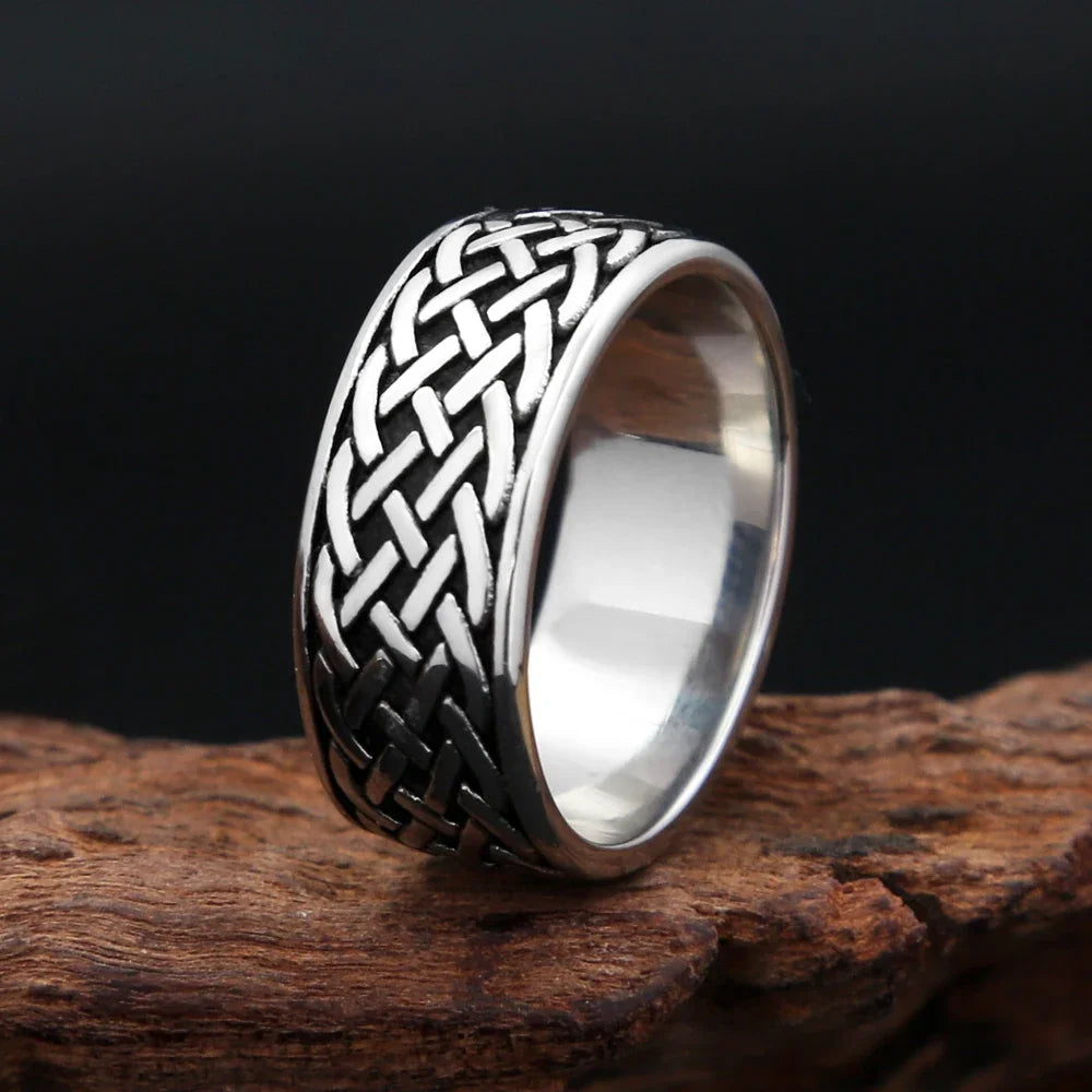 PENDRA Runeband Simple Stainless Steel Viking Ring