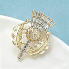 PENDRA Aurelia Golden Leaf Crystal Floral Brooch