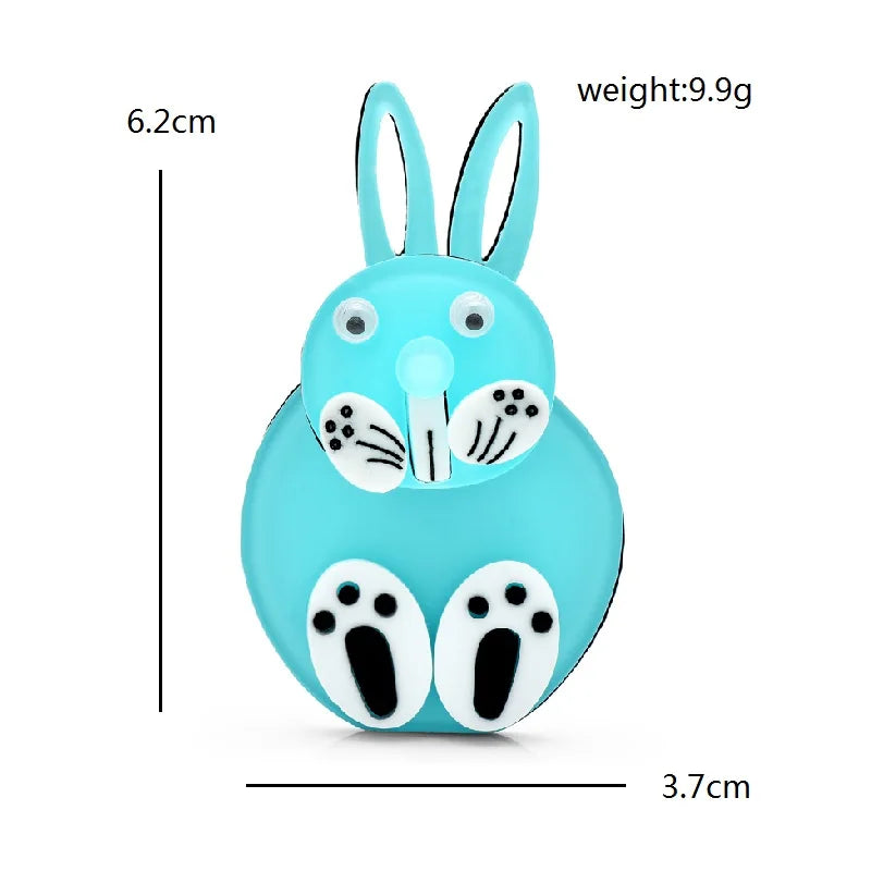 Wuli&baby Acrylic Movable Rabbit Brooches For Women Unisex Lovely Fat Rare Animal Party Casual Brooch Pins Gifts