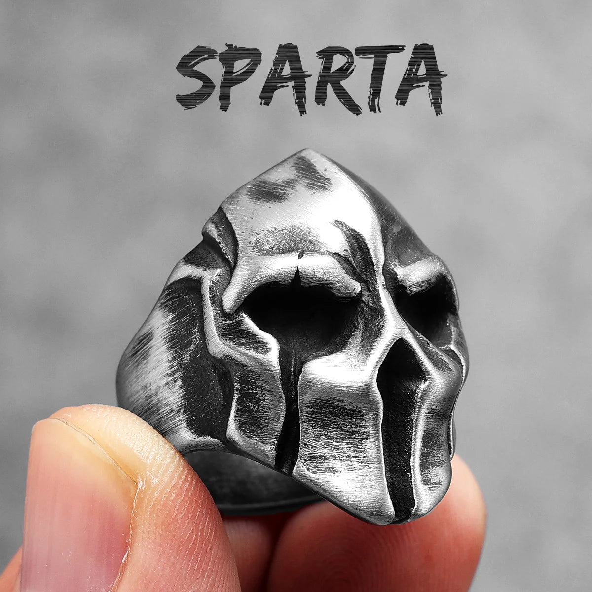 Stainless Steel Men Rings Spartan Helmet Warrior Skull Punk Rock Gothic for Biker Male Boy Jewelry Creativity Gift Wholesale