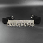 PENDRA Noraora Rhinestone Tassel Corset Waist Chain Belt