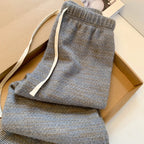 Lazy style wide leg pants women in winter elastic waistband slimming loose and hanging straight leg floor length pants