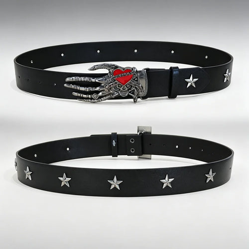 Luxury Desiner Skull Pu Leather Belts For Women and Men Y2K Western Cowgirl Cowboy Punk Belt Stars Rivet Gothic Accessories
