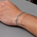 2pcs Men's Chain Bracelets,Silver Color Stainless Steel Rope Twisted Adjustable Chain Wristband,Simple Jewelry Gift for Dad Him