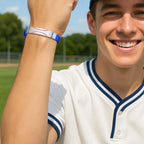 Baseball Patterned Bracelet for Men Boys, Waterproof Silicone Bracelet,Baseball Anthusiast Jewelry Gifts