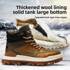 -40c Men's Winter Large-size Leather Sheepskin Fur Integrated Warm and Velvet High-top Trendy Thickened Snow Boots