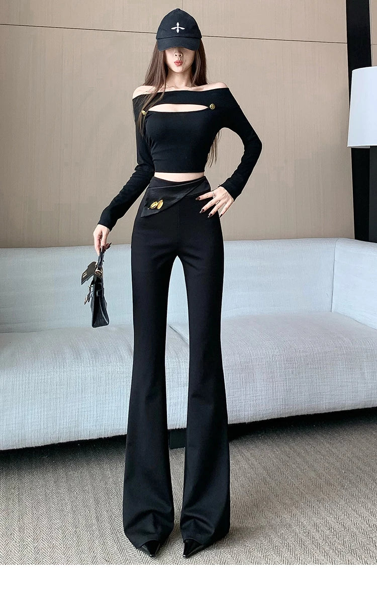 PENDRA Plushline High Waist Slim Leather Pants