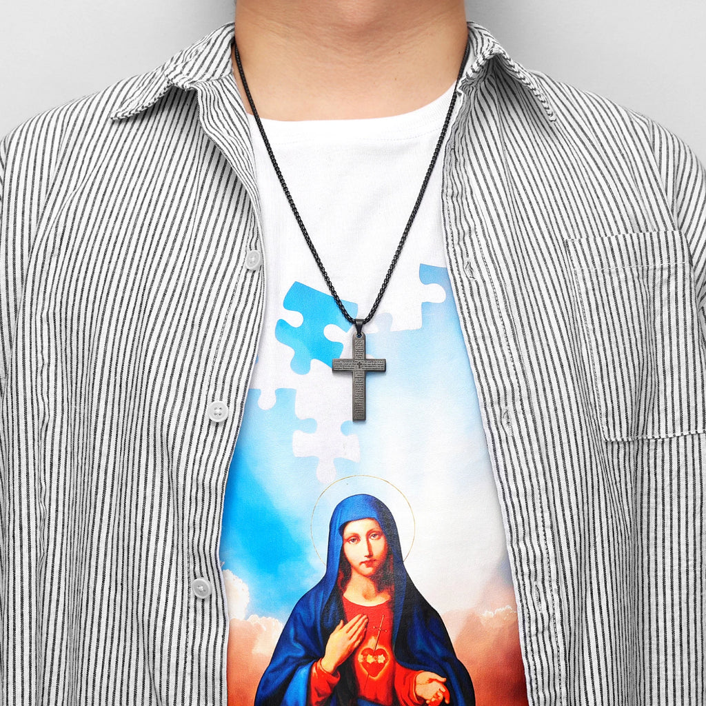 PENDRA Religon Cross Bible Steel Necklace