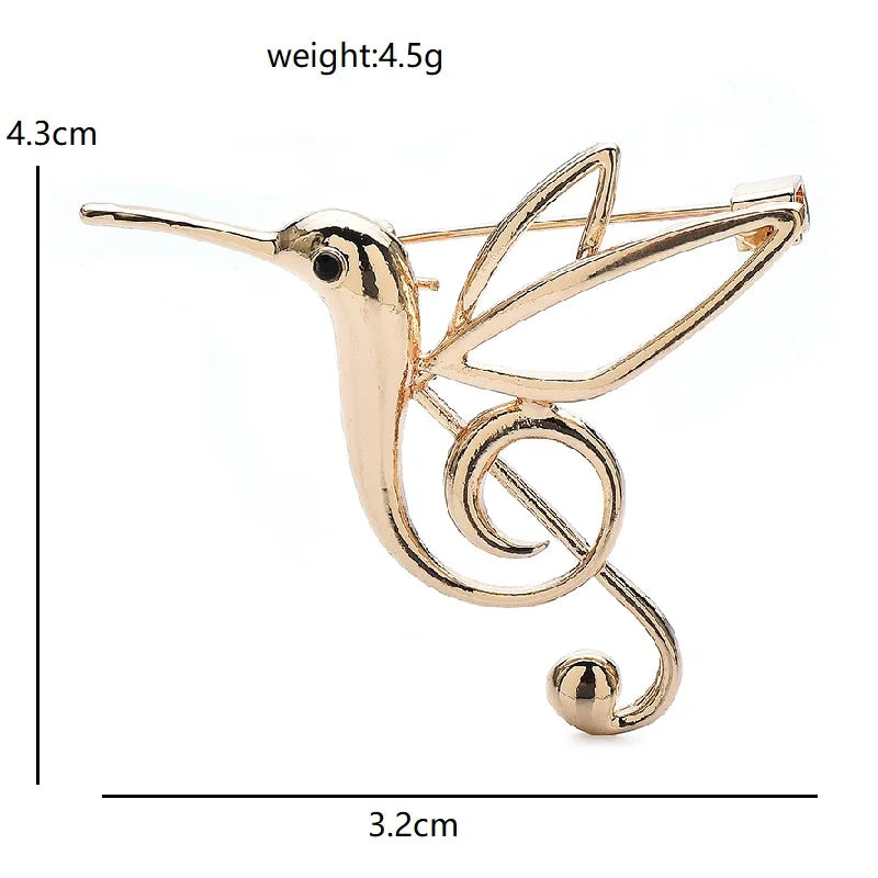 Wuli&baby Musical Notes Bird Brooches For Women Unisex 2-color Metal All-match Animal Office Party Brooch Pins Gifts